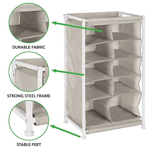 mDesign Shoe Rack – Practical Canvas Storage Cubes with Metal Frame for Hallway or Storeroom – Canvas Storage Unit with 10 Compartments – Linen/T