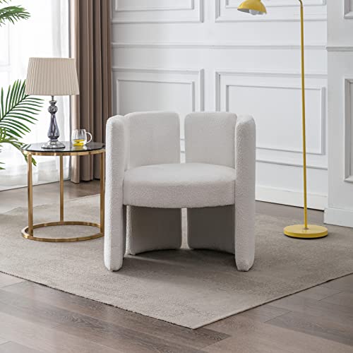 LZAREAL Modern Sherpa Accent Chairs Set of 2 Comfy Upholstered Barrel Side Chair Contemporary Single Sofa Chair for Living Room Bedroom Small Spa