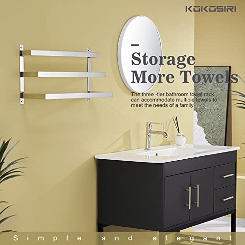KOKOSIRI Towel Bars Bath Towel Holders Chrome Bathroom 3-Tiers Ladder Towel Rails Wall Mounted Towels Shelves Rack Polished Stainless Steel, B500