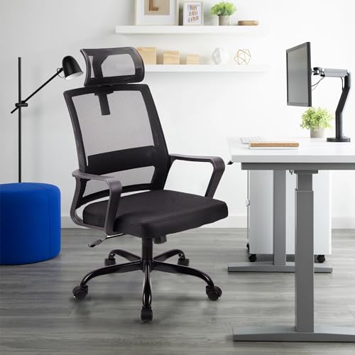 T-THREE. Adjustable headrest Office Chair Ergonomic Mesh Swivel Chair Office chair Desk Chair Lumbar Support Height Adjustable 360°Swivel Rocking