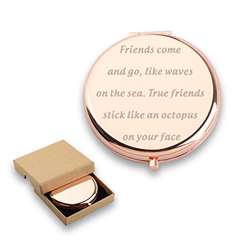 Friendship Makeup Mirror Ture Friend Stick Like An Octopus On Your Face Funny Friendship Gift Octopus Lover Gift (Octopus On Your Face Mirror)