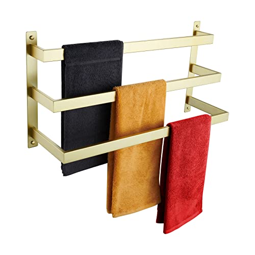 KOKOSIRI Towel Bars Bath Towel Holders Chrome Bathroom 3-Tiers Ladder Towel Rails Wall Mounted Towels Shelves Rack Polished Stainless Steel, B500