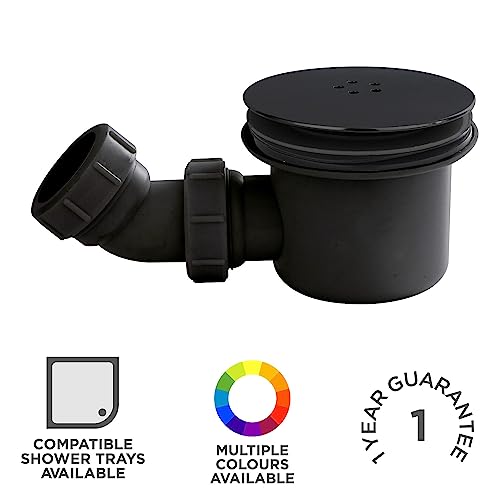 Nuie STW002 Modern Bathroom Easy Clean Fast Flow Shower Waste, 78mm, Matt, Satin Black