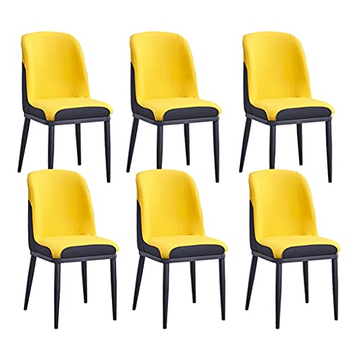 Kitchen Dining Room Furniture Chairs Dining Chairs Set Of 6 Metal Legs Kitchen Living Room Chairs Modern PU Leather High Back Padded Soft Seat Ac