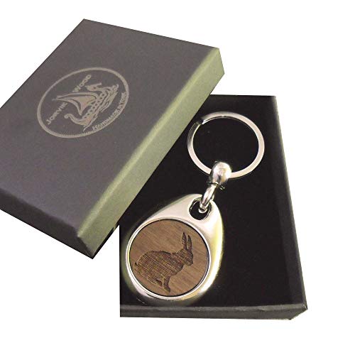 Rabbit Design Wooden Keyring with Gift Box
