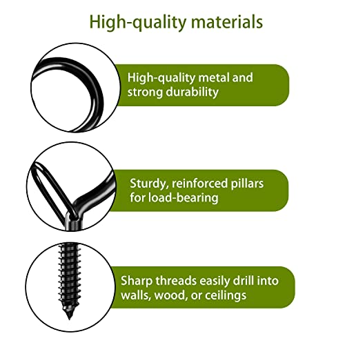 OSELEE Q-Hanger Screw Hooks Outdoor, Wall Mount Ceiling Hook, Safety Buckle Design, Used for Hanging Basket Planters, Wind Chimes, Key, String Li