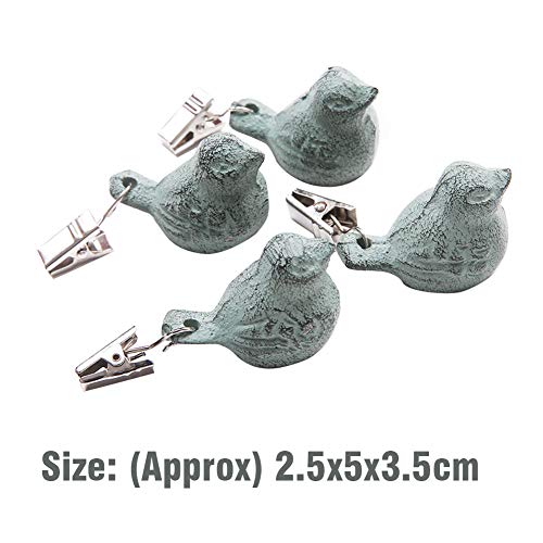 MOVKZACV 4 Pieces Tablecloth Weights Clips, Iron Antique Bird Pendant Tablecloth Clip Weights, Table Cloth Weights Clip On Heavy For Outdoor Tabl