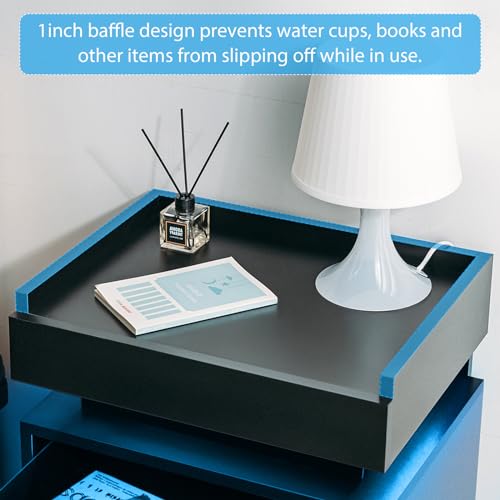 HOMMPA Nightstand, Engineered Wood, Black W/Side, 1 Pieces
