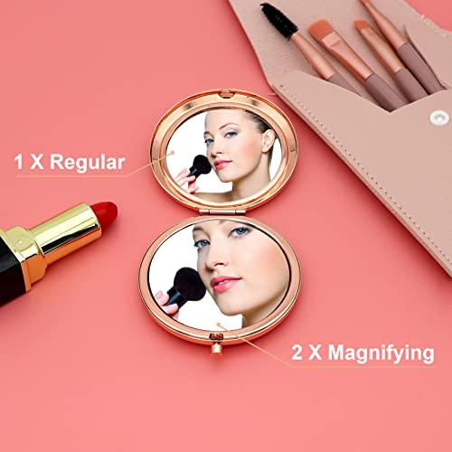 Daughter Gifts Compact Pocket Makeup Mirror Graduation Birthday Gifts for Daughter from Dad Mom Daughter Wedding Gifts Round Rose Gold Makeup Mir