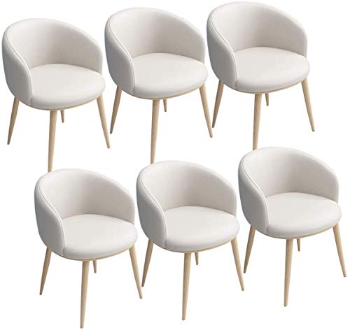 Modern Kitchen Dining Room Chairs PU Dining Chairs Set Of 6 Vintage Kitchen Chairs Leather Seat With U-Shaped Backrest Metal Legs Armchairs For D
