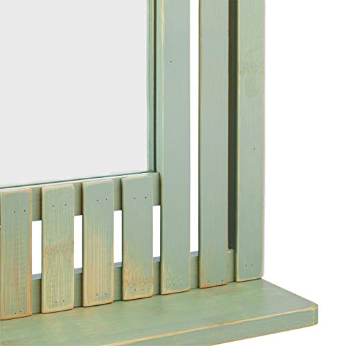 Relaxdays Bamboo Wall Mirror with Shelf, Rectangular, Bathroom, Hallway, HWD: 70 x 50 x 10.5 cm, Green