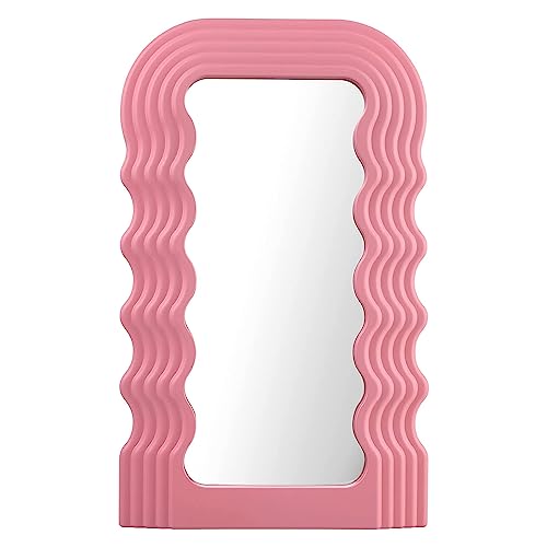 Mokoze Wavy Mirror Irregular Border 16.06"x10" Makeup Mirror for Wall-Mounted and Dressing Table Mirrors,Room Decor for Living Room Bedrooms and