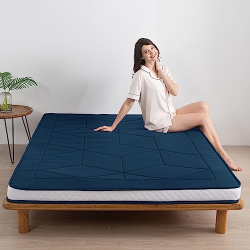 MAXYOYO Futon Mattress Thicken Floor Mattress, Floor Mattress for Adults, Roll Up Sleeping Bed Camping Mattress, Stereoscopic Geometric Patterned