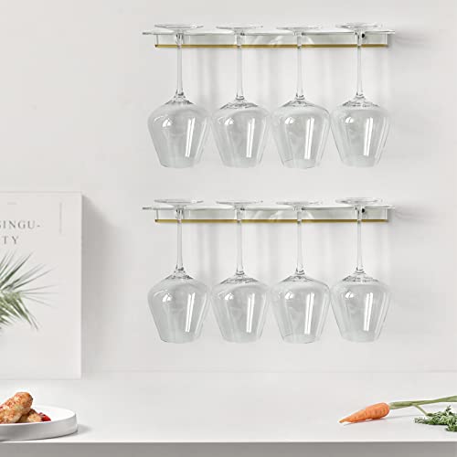 KOLYMAX 2 Pcs Clear Wine Glass Holder Wall Mounted, Acrylic Wall Bar Shelf, Floating Bar Shelves for Wine Bottles