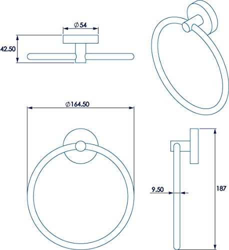 Croydex QM741541 Flexi-Fix Romsey Towel Ring with Zinc Alloy Construction, Chrome, 4.3x18.5x16.5 cm