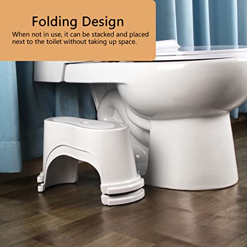 EVRON Toilet Stool 7" Bathroom Squatting Toilet Step Stool for Potty Assistance,Original Compact Flexible Distance Adjustment Poop Stool Stackabl
