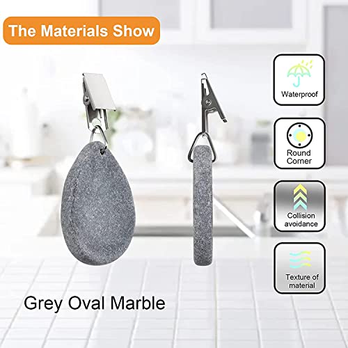 KAIAIWLUO Marble Tablecloth Weights,4 PCS Heavy Duty Table Cloth Weights with Stainless Steel Clip Picnic Table Clips Table Cover Weights for Pic