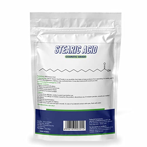 Myoc white stearic acid powder (110gm) cosmetic grade, soap, cream, lotion, detergent, shaving cream shampoo, |preservative, smoother, thickener