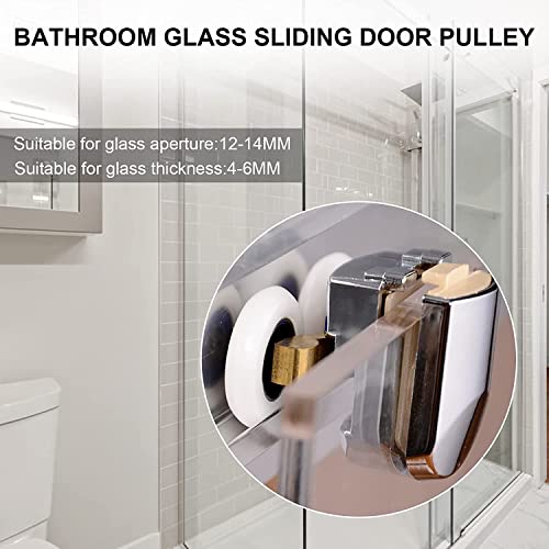 Houdao 4pcs Curved Shower Door Rollers 23mm Replacement Shower Door Wheels with Anti-Collision Block and Screws Chrome Shower Door Rollers for Cu