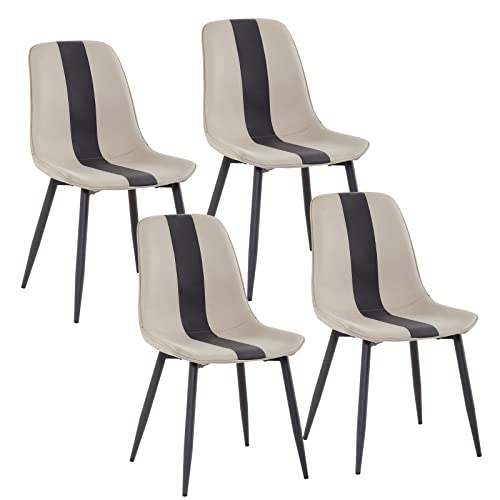 Mondeer Dining Chairs Set of 4, Fabric Upholstered Seat with Metal Legs, Modern Stitching Design for Dining Room Living Room Kitchen Reception Of
