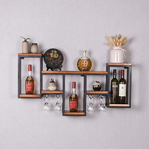 NEOCHY Wine Rack Modern Wall-Mounted Metal Household Modern Wall-Mounted Wine Bottle Hanging Goblet Rack Storage Rack Home Kitchen Decoration Dis