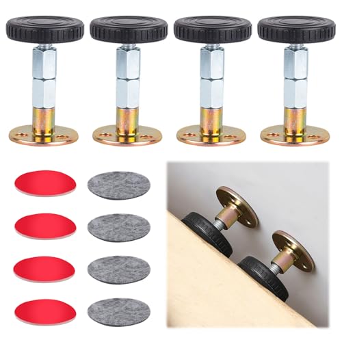 IBEIKE Adjustable Threaded Headboard Stoppers for Bed - 4pc Anti-Shake Bed Noise Stoppers, Prevent Rocking Headboard Pad Stabilizer Bumper for Ho