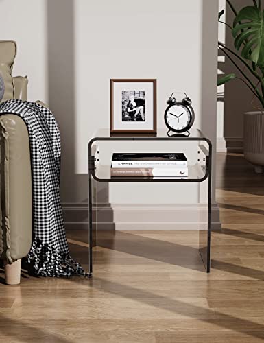 solaround Clear Acrylic End Table 2-Tier Bedside nightstand for Living Room Bedroom Home Decor (Black)