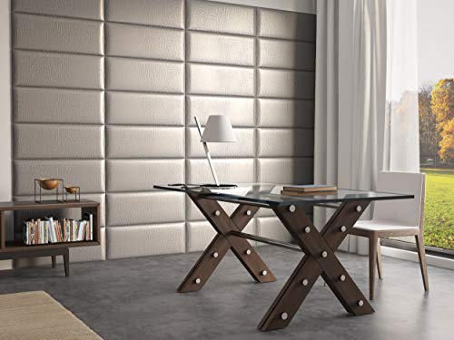 VANT Upholstered Accent Wall Panels - Packs of 4 - Easy to Install - Twin-King Size Headboard (76cm Wide, Metallic Silver)