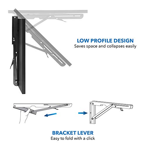 Mount-It! Heavy Duty Drop Down Table, Wall Mounted Drop Leaf Tables 45x15x7 Inches, Collapsible, Folding Workbench for Home Office, Laundry Room,