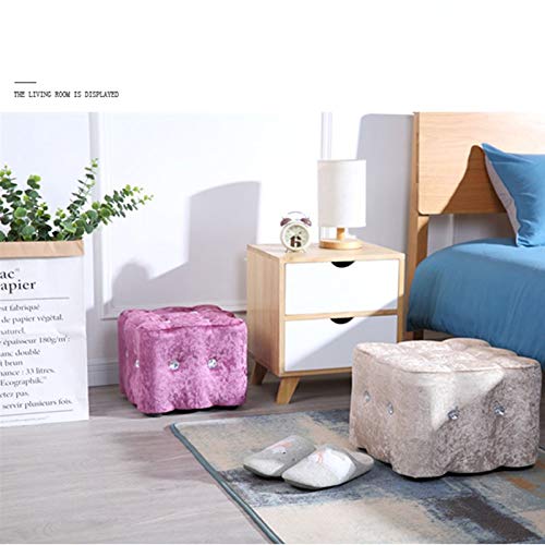 LUKEO Solid Wood Shoes Bench Home Wear Shoes Bench Fabric Storage Sofa Short Seat Pier Fitting Room Small Stool (Color : Argento)