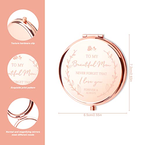 Jagowa Mum Birthday Gifts, Foldable Double-Sided Compact Mirror for Mum, Best Presents from Daughter or Son for Mother's Day (Rose Gold)
