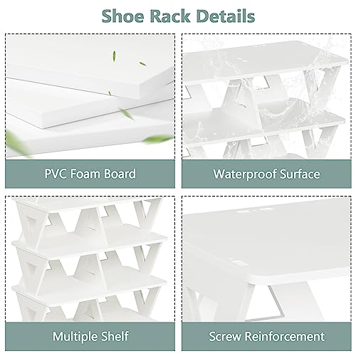 Nisorpa 7 Tier Shoe Rack Narrow Shoe Shelf 50.3×26×96.3cm PVC Foam Board Shoe Shelf Storage Stand Freestanding Shoe Racks Storage Cupboard for Ha