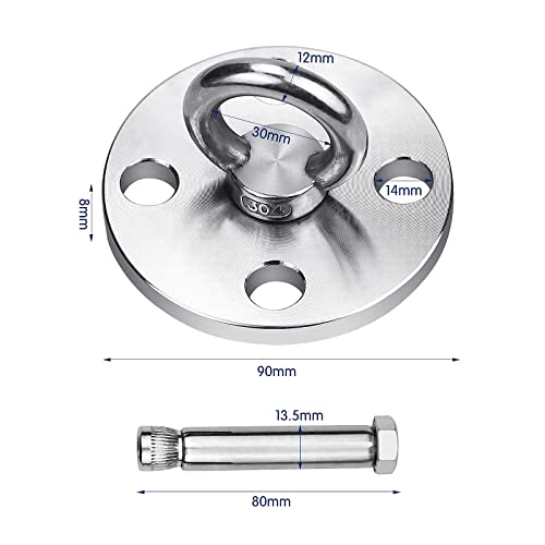 Heavy Duty Swing Hanger Hooks, Stainless Steel Swing Set Accessories 360° Swivel Wall Ceiling Mount Bracket with Screw Bearable 500kg for Yoga Ha