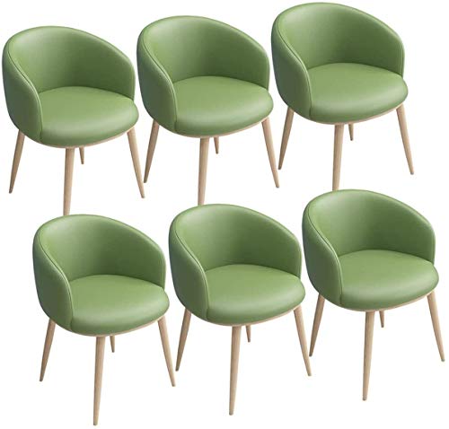 Modern Kitchen Dining Room Chairs PU Dining Chairs Set Of 6 Vintage Kitchen Chairs Leather Seat With U-Shaped Backrest Metal Legs Armchairs For D