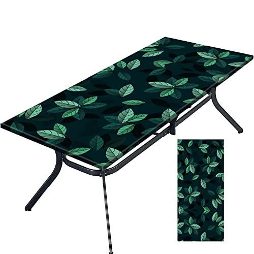 Tablecloth for Folding Table, boho Picnic Table Cover, Waterproof Fitted Table Covers for 6 Foot Tables, Elastic Rim Plastic Table Cover for Picn