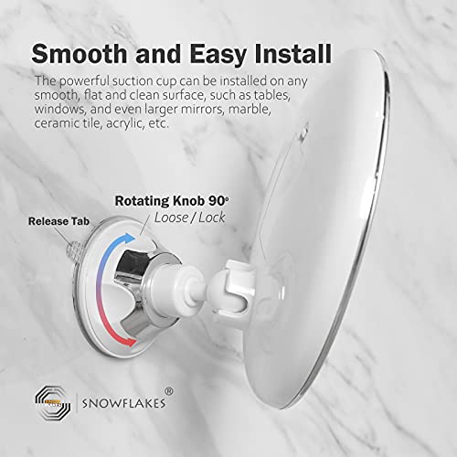 Snowflakes 10x Magnifying Lighted Makeup Mirror with Lights, Suction Cups, and 360° Swivel – Touch Control, 3 Light Modes – Ideal for Home, Bathr