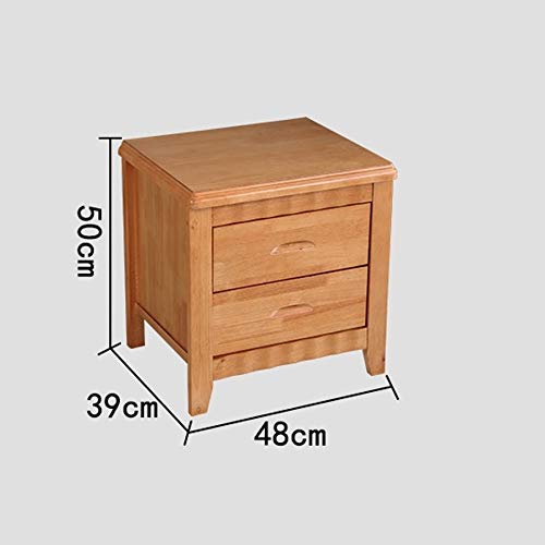 JYDQM Natural Wood Color Solid Wood Bedside Table, Bedroom Double Drawer Design Bedside Table