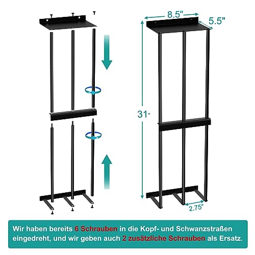 BARONAGE Towel Storage Wall Mounted, Bath Towel Rack 75cm High Capacity Towel Holder 3 Bar Rail for Rolled Salon Towels Bath Sheets - Black