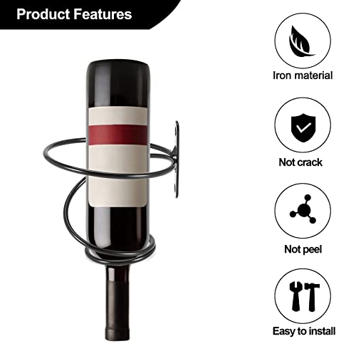 Tiamu 6 Pack Wall Mounted Iron Wine Holder Racks, Spiral Wine Display Holder with Screws, Metal Beverages Liquor Bottle Rack for Kitchen, Dining