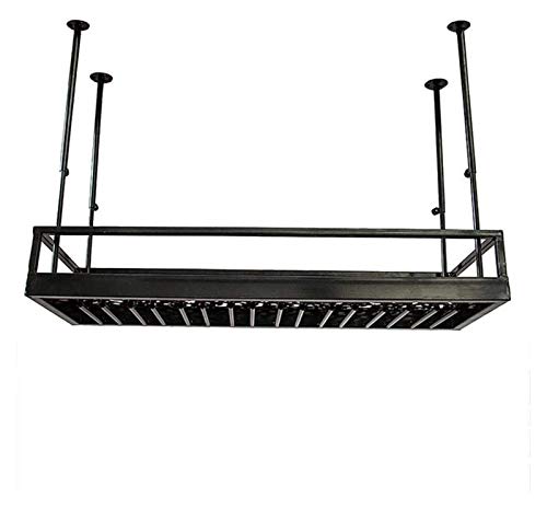 SUCHETA Hanging Wine Rack with Glass Holder and Shelf, Wine Lovers Bar Furniture& Home Bar Furniture Loft Wall Shelf Metal Iron Ceiling Rack Stor