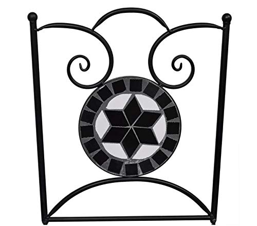 Foldable Bistro Chairs, Romantic Mosaic Bistro Chairs Weather-resistant Easy-to-Clean Ceramic Chair for Garden Patio Balcony Black and White