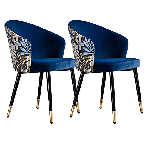 Kitchen Dining Room Furniture Chairs Velvet Dining Chair Set Of 2 Retro Kitchen Dining Room Chairs with Metal Legs Velvet Seat and Embroidery Bac