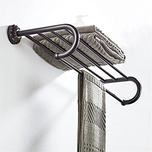 HIGOH Towel Racks,Bathroom Towel Rack Wall Mounted Towel Holder,Copper Towel Rack with Single Towel Bar Wall Mount Shelf,Towel Rail,Bronze Brushe