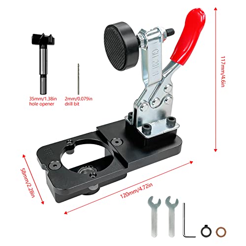 JUYLTOOL 35MM Cabinet Hinge Jig Drilling Hole Puncher,Concealed Hinge Jig Accurate Locking Woodworking Dowel Jig Drill Guide Locator for Cabinets
