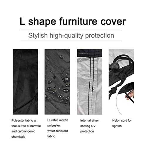 Garden Furniture Covers waterproof, 210D L-Shape Garden Sofa Covers, Rattan Corner Sofa Cover, outdoor corner sofa cover with Waterproof Tape (21