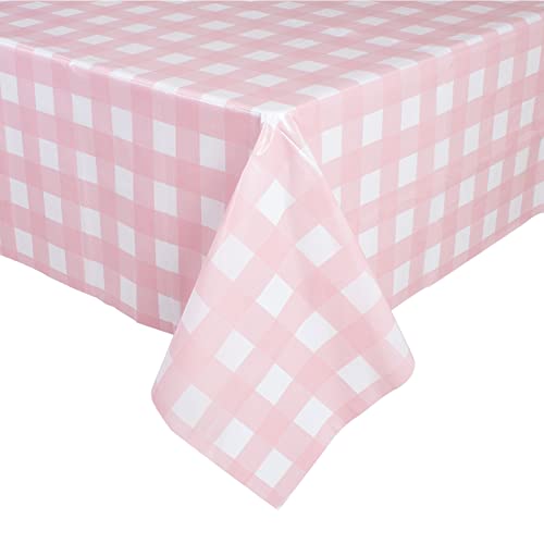 Kesfey 8 Pack Red Gingham Plastic Tablecloths 137x274cm, Disposable Checkered Rectangle Tablecloth, Waterproof and Spillproof Table Covers for Pa