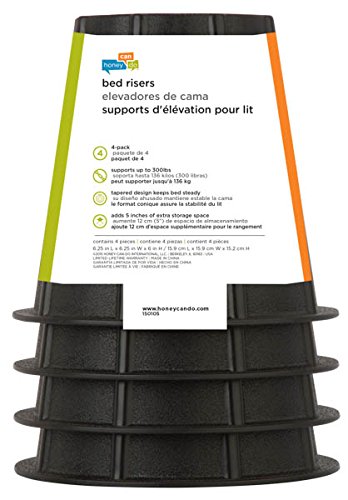 Honey-Can-Do STO-01004 Stackable Round Bed Risers, Plastic, Black, 6-Inch, Pack of 4