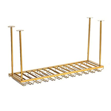 Wrought Iron Wine Rack | Hanging Wine Rack | Adjustable Metal Ceiling Wine Glass Rack | Modern Simple Style | Kitchen Restaurant Bar Decoration |