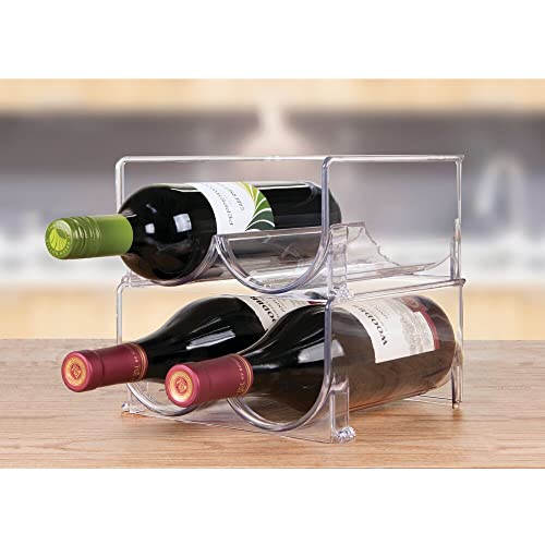 mDesign Ultra Modern Wine Rack - Crystal Clear Bottle Rack - Horizontal Wine Holder Extends Wine and Cork Life - 4 Stackable Wine Racks - 2 Bottl
