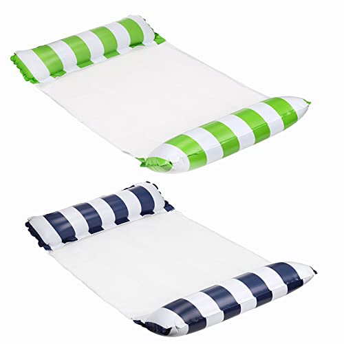 Semusgx 2 Pack Water Hammock, Inflatable Pool Hammock Floats, 4-in-1 MultiPurpose Inflatable Hammock with a Manual Air Pump for Swimming Pool Bea